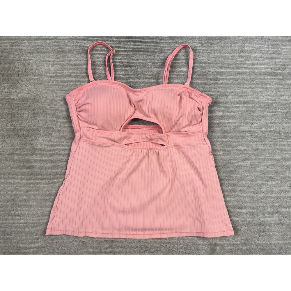 Time and Tru Tankini Top Womens Small Pink Sleeveless Nylon Blend Swimwear